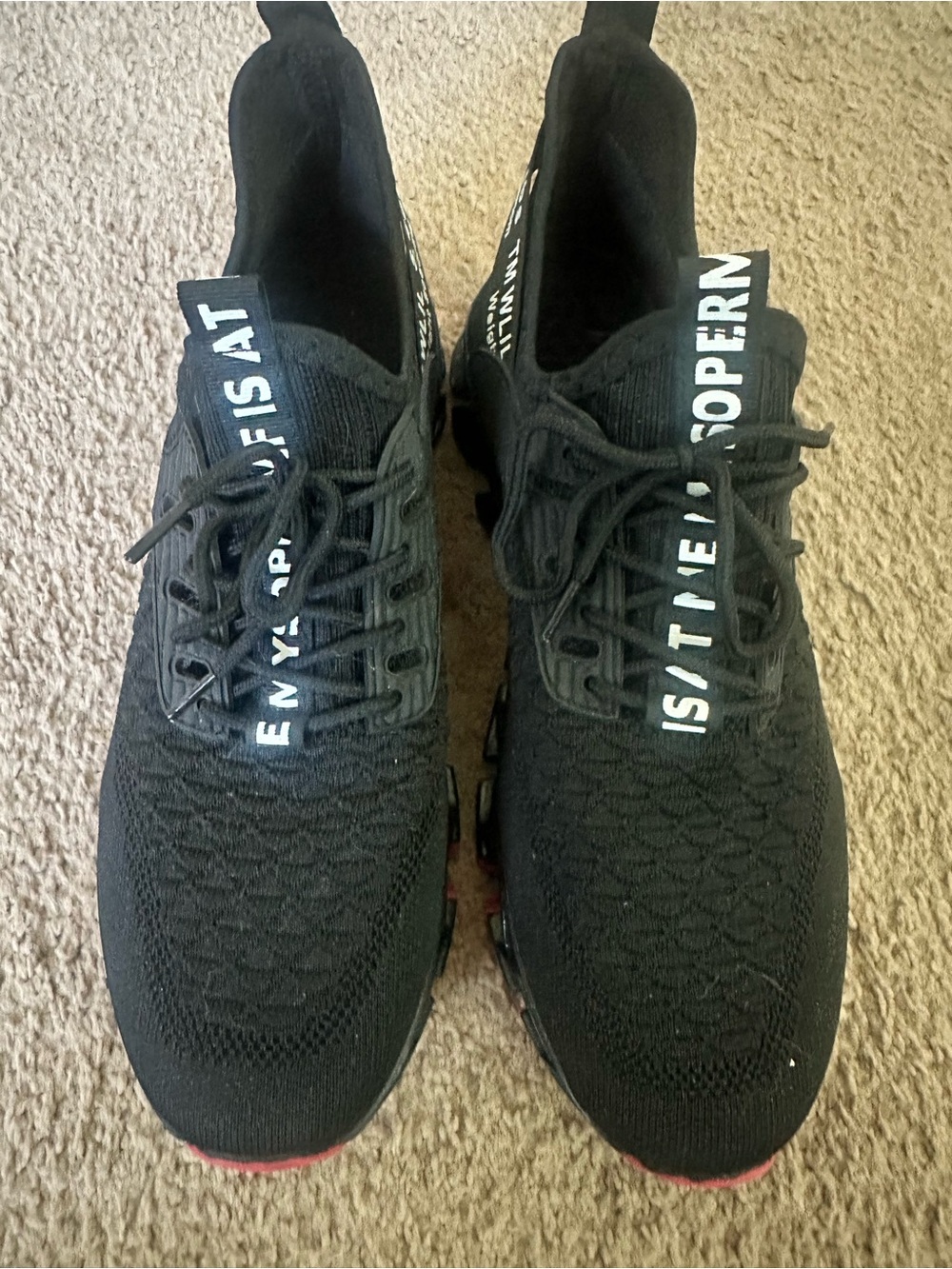 Men's Black Knit Lace-Up Athletic Sneakers
